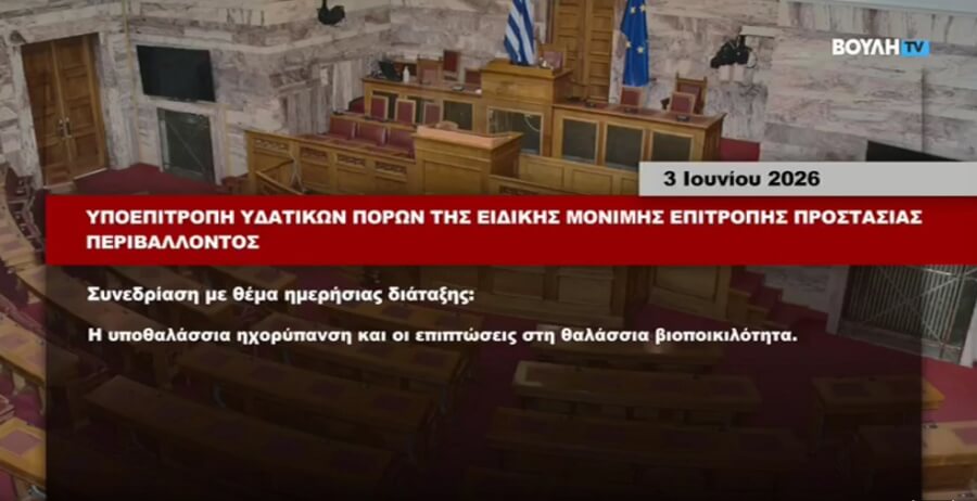 Συνεδρίαση στη Βουλή με θέμα «Η υποθαλάσσια ηχορύπανση και οι επιπτώσεις στη θαλάσσια βιοποικιλότητα»